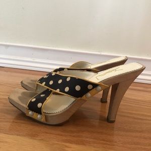 YSL wooden sandal pumps.